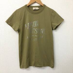 □MAISON KITSUNE 半袖Tシャツ XS カーキ系 メゾンキツネ レディース 綿100％ EW00136KJ0008 複数落札同梱OK B230727-301●