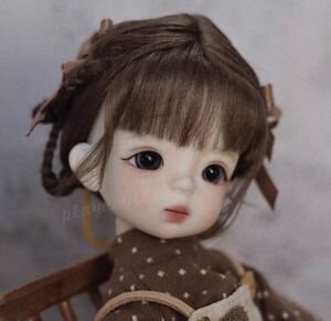 ドール ウィッグ BJD 人形 1/8 ob11 編み込み ダークブラウン