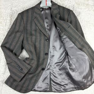 1円 良品 M~L ドリスヴァンノッテン DRIES VAN NOTEN テーラードジャケット 3B 総裏 ヘリンボーンストライプ ウール100% メンズ グレー 46