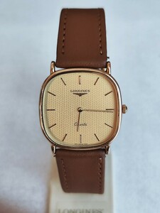 正確稼働品 ロンジン メンズ腕時計 ゴールド文字盤 新品電池 LONGINES