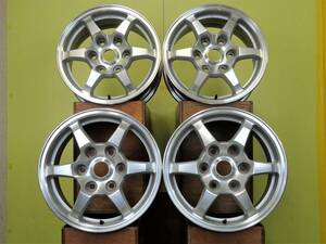 H2023 中古 4本 ミツビシ 三菱 パジェロ 純正 16 x 7J +46 6H 139.7 シルバーポリッシュ エンケイ製 PAJERO センターキャップ無