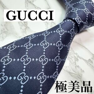 極美品 現行タグ 定番 GUCCI ネクタイ シルク100% GG柄 蜂 ビー ソーホー レギュラータイ 刺繍 ネイビー 送料無料