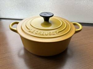 ル・クルーゼ Le Creuset 両手鍋 ホーロー鍋 鋳鉄 調理器具 18cm 黄 イエロー USED LE CREUSET 