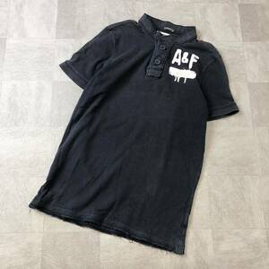 Aberarombie&Fitch アバクロ　アバクロンビー&フィッチ　MUSCLE ボタン半袖シャツ　半袖カットソー　トップス　ネイビー　サイズS 古着