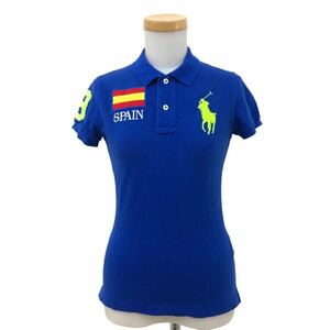 Nm217-90 RALPH LAUREN ラルフローレン THE SKINNY POLO ビッグポニー 半袖 ポロシャツ トップス カットソー SPAIN ブルー レディース XS