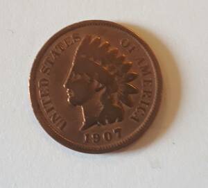 アメリカ 1907年 1セント 銅貨 2