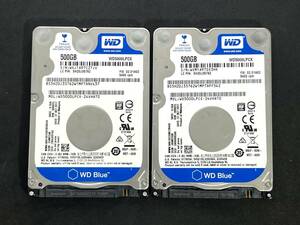 【送料無料】 2個セット ★ 500GB ★ WD Blue / WD5000LPCX　2017年製　WesternDigital Blue　良品　2.5インチ/厚さ7 mm [管理■2TX3]