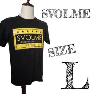 【スボルメ】SVOLME /カットソー/半袖/ロゴ/メンズ/Tシャツ/ブラック/ロゴ/インナー/カジュアル/Uネック/お洒落/スポーツ/Lサイズ