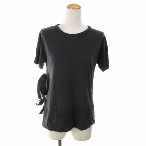 マルニ MARNI カットソー Tシャツ アシメ クルーネック ラグランスリーブ リボン 半袖 IT 38 S チャコールグレー /RK レディース