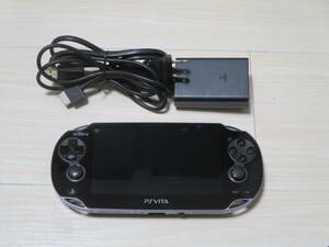 ロ PSVITA 本体 PCH-1100 クリスタル・ブラック 動作確認済み 充電器/ケース/メモリーカード8GB付き