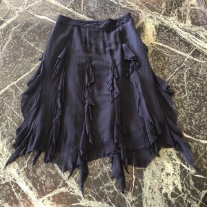 【美品】INTERPLANET★インタープラネット デザインスカート シルク100% 絹 38サイズ Mサイズ 黒