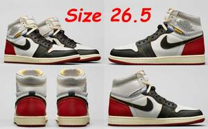 NIKE UNION AIR JORDAN 1 RETRO HIGH OG NRG 26.5cm US8.5 国内正規 明細付 VARSITY REDWOLF GREY ナイキ ユニオン エアジョーダン1 赤 黒