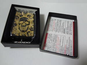 スカル Skull 5面加工 クロキン 黒 / 金 ZIPPO 展示未使用品