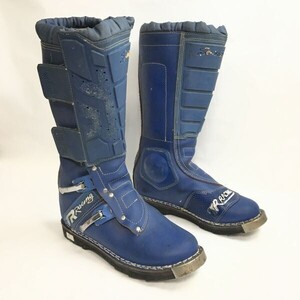 80s-90s?Vintage☆TR RACING☆本革/レザー/バイク/モトクロス/オフロードブーツ【27.5/青】昭和/Leather/motorcycle/Boots/shoes◇bWB111-1