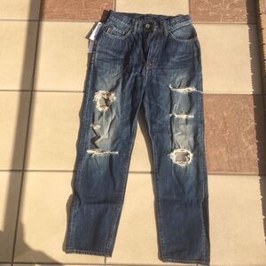 新品タグ 未着 Johnbull ジョンブル クラッシュ ダメージ加工デニム HIGH WAIST DENIM サイズSS 定価、25.000+税 日本製