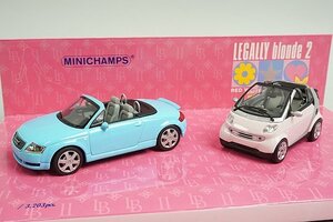 PMA ミニチャンプス 1/43 キューティ・ブロンド2 アウディ TT ロードスター ライトブルー / スマートコンバーチブル ピンク 402173900