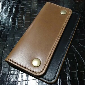 総手縫い トラッカーウォレット クロムエクセルレザー 手縫い ロングウォレット ハンドメイド tracker wallet ホーウィン社 クロムエクセル