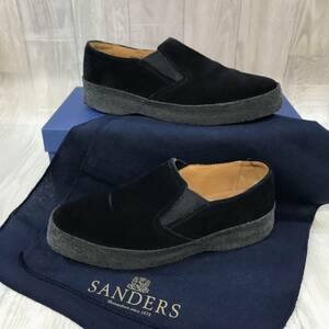 KZ1404★SANDERS : Mudguard Slip On★GB7★黒 定価￥44000 サンダースマッドガード ラバーソール スエードスリッポンシューズ