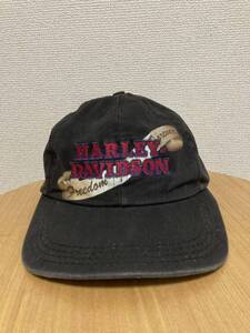 USA製 HARLEY-DAVIDSON ハーレーダビッドソン ロゴキャップ 帽子 CAP USAヴィンテージ 黒系 ONE SIZE