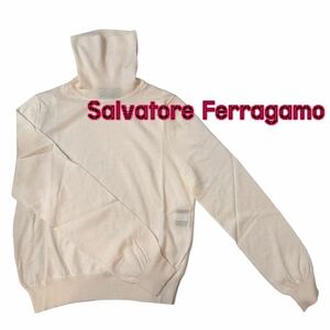 美品 Salvatore Ferragamo フェラガモ タートルネック ニット 薄手 L ホワイト