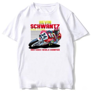 1993 500cc WORLD CHAMPION SUZUKI RGVΓ500 Kevin Schwantz 34 ケビン・シュワンツ プリント Tシャツ Lサイズ