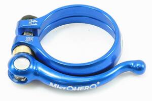 【即納】MicrOHERO 完全CNC　軽量30ｇ　アルミ合金　削り出し　シートクランプ　Φ41mm　NC-108　ブルー　ダホン（DAHON）　BD-1などに