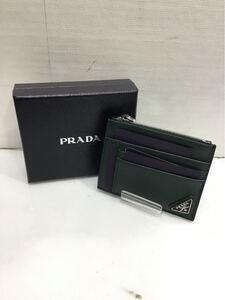 【PRADA プラダ】 2MC067 サフィアーノトライアングル カードケース レザー グリーン ラグジュアリー 箱あり 2411oki k