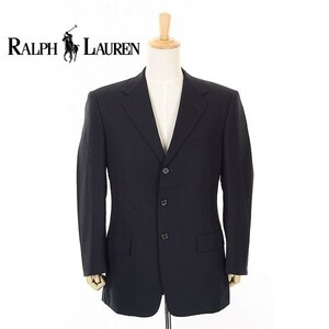 A4891/美品 秋冬 総裏 POLO RALPH LAUREN ポロラルフローレン ウール テーラード シングル3Bジャケット 180 A7黒/メンズ スーツ用 ビジネス