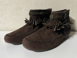 【Mサイズ】ウエスタン フリンジ ショートブーツ レディース ブラウン 茶色 秋 靴