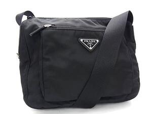 1円 ■美品■ PRADA プラダ テスートナイロン クロスボディ ショルダーバッグ レディース メンズ ブラック系 FJ2774