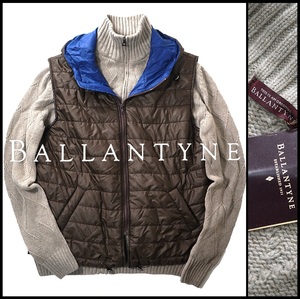 新品【BALLANTYNE バランタイン】エルメスを魅了する英国ニットブランド/3WAYエコダウン中綿ベスト付カシミア混ニットジャケットXXL