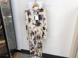 【JILSANDER】ジルサンダー　レディス　ロングスリーブワンピース　ベージュ×ブラウン×ブルー　花柄　36サイズ　SY02-H8U