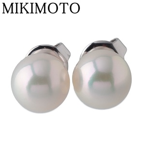 ミキモト パール ピアス アコヤパール7.6mm K18WG 新品仕上げ済 MIKIMOTO【19640】