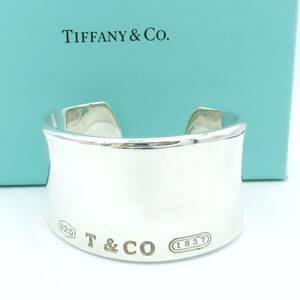 希少 美品 Tiffany&Co. ティファニー 1837 ナロー ワイド シルバー カフ バングル 1837 SV925 TT23