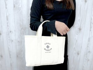 極美品 新品同様 Tory Burch トリーバーチ ハンドバッグ ミニトートバッグ バッグ キャンバス×レザー アイボリー×紺 77979