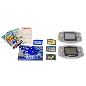 任天堂 ゲームボーイアドバンス クリア AGB-001×2 ポケモンサファイア 箱付き スーパーマリオ リズム天国 役満アドバンス 現状品 F907