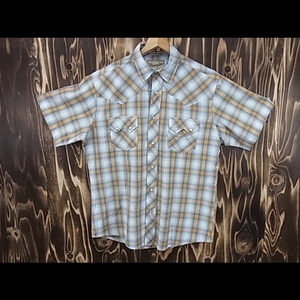 管理：0-46 ☆ Wrangler ラングラー ウエスタンシャツ ( western　shirt ) 半袖シャツ　メンズ　 L 　☆