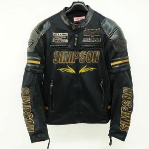 119 SIMPSON/シンプソン メッシュフェイクレザージャケット Lサイズ バイクウェア ※中古