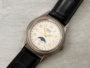 ◆【稼働品】ENRICO ALLONI MILANO エンリコ 腕時計 ムーンフェイズ風 レトロクラシック EL-305 クォーツ USED品 ◆