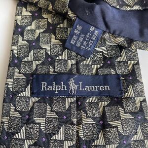 RALPH LAUREN（ ラルフローレン)紺グレー筒デザインネクタイ