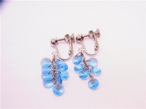 ◎ アクセサリー ◎　イヤリング　ネジバネ式　重量約4.8g　ブルー×シルバーカラー　◎USED