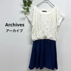 Archives アーカイブ/レディース 花柄レース ひざ丈 ワンピース  M