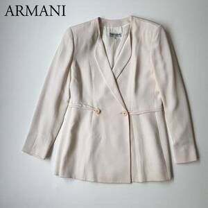 GIORGIO ARMANI ジョルジオアルマーニ ノーカラージャケット テーラードジャケット シルク混み アウター vintage ヴィンテージ イタリア製