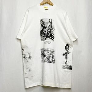 90s ビンテージ Salvador Dali マルチプリント アート Tシャツ XL 白 未使用 USA製 DEAD STOCK サルバドール ダリ アメリカ製 アート