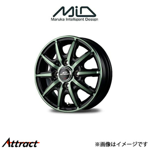 MID シュナイダー RX10-K アルミホイール 4本 ステラ/ステラカスタム LA100F/LA110F(14×4.5J 4-100 INSET45 ブラック/グリーン)SCHNEIDER