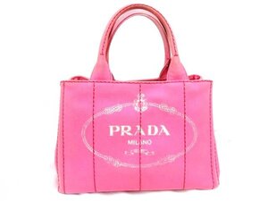 正規店購入 プラダ カナパ ミニ ■ ハンドバッグ ショルダーバッグ 2WAY 1BG439 ピンク キャンバス レディース PRADA□5I6DS