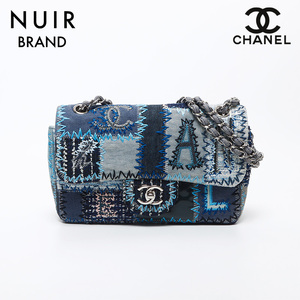 シャネル CHANEL ショルダーバッグ パッチワーク チェーン ブルー