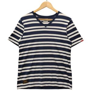 WTAPS ダブルタップス 15SS VASQUE S/S-V TEE COTTON ボーダー 半袖Ｔシャツ ネイビー×ホワイト サイズS 正規品 / B2881