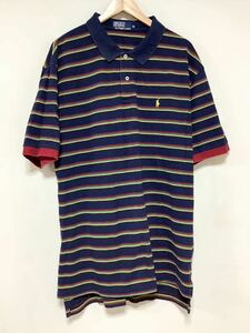 も1350 Polo Ralph Lauren ラルフローレン ボーダー 半袖ポロシャツ 4L ネイビー ビッグサイズ