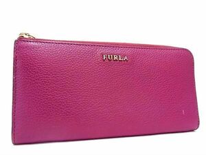 ■美品■ FURLA フルラ レザー L字ファスナー 長財布 ウォレット 札入れ 小銭入れ レディース パープル系 DE8488